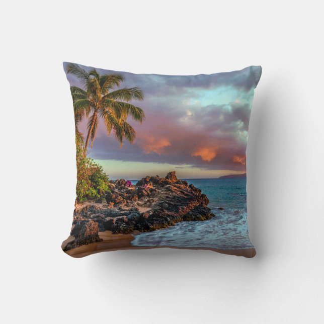 Coussin Paradis hawaïen tropical de plage sablonneuse de (Recto)