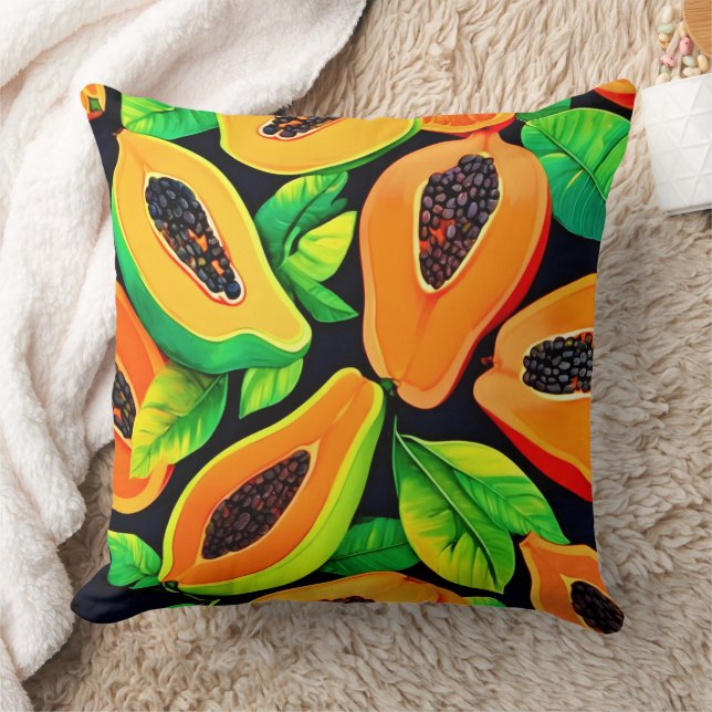 Coussin Paradis Papaye Tropical (Couverture)