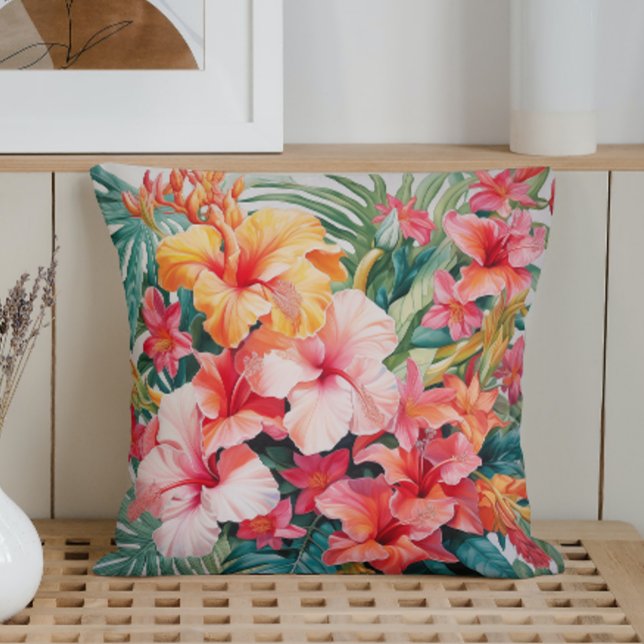 Coussin Paradis Tropical à l'aquarelle (Créateur téléchargé)