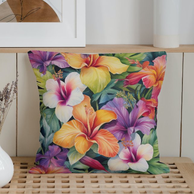 Coussin Paradis Tropical à l'aquarelle (Créateur téléchargé)