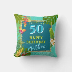 Coussin Paradis tropical Anniversaire Turquoise