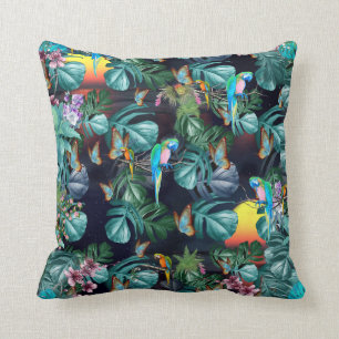 Coussin Paradis tropical de la flore au coucher du soleil