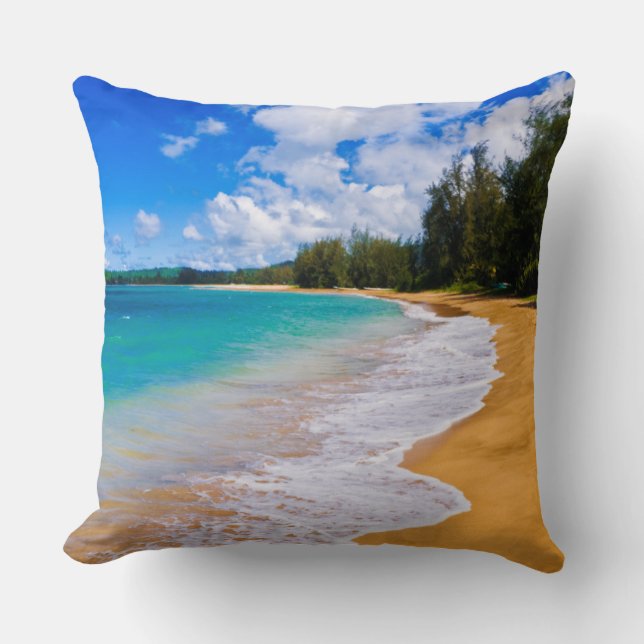 Coussin Paradis tropical de la plage, Hawaï (Recto)