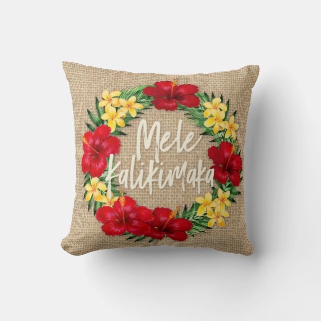 Coussin Paradis Tropical Hawaiian Holiday Wreath Reverse (Recto)