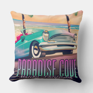 Coussin Paradise Cove, Malibu, affiche de voyage en Califo