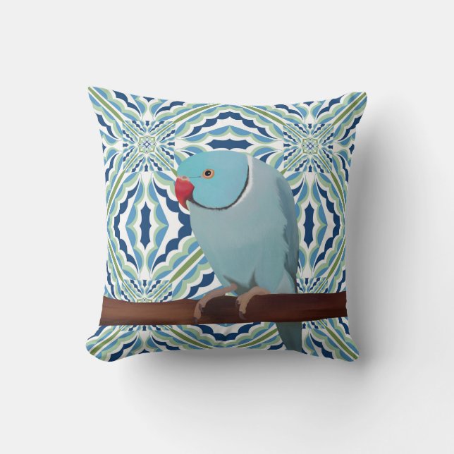 Coussin Parakeet Blue Indian Ringneck (Recto)
