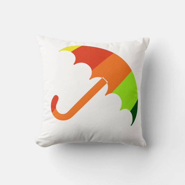 Coussin Parapluie Arc-en-ciel sur Fond Blanc (Recto)