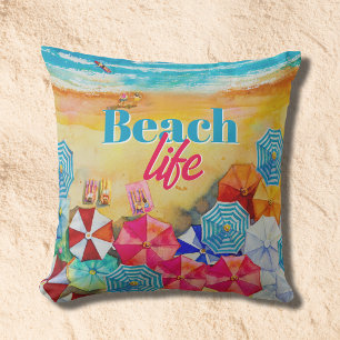 Coussin Parapluies Beach Life dans le sable