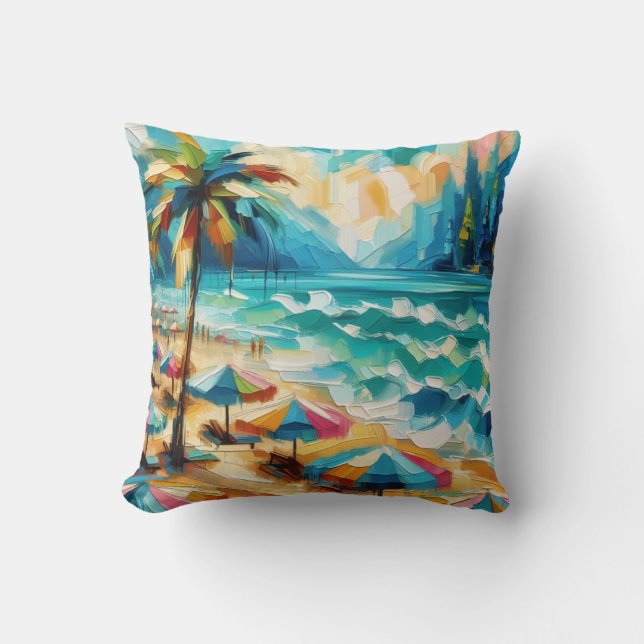 Coussin Parasols de plage tropicaux (Recto)