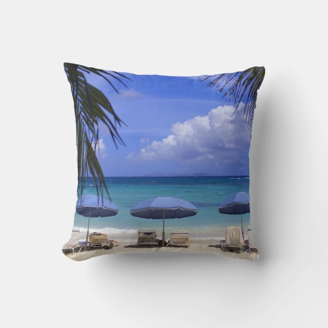 Coussin parasols sur la plage, St-Maarten, Caraïbes (Recto)