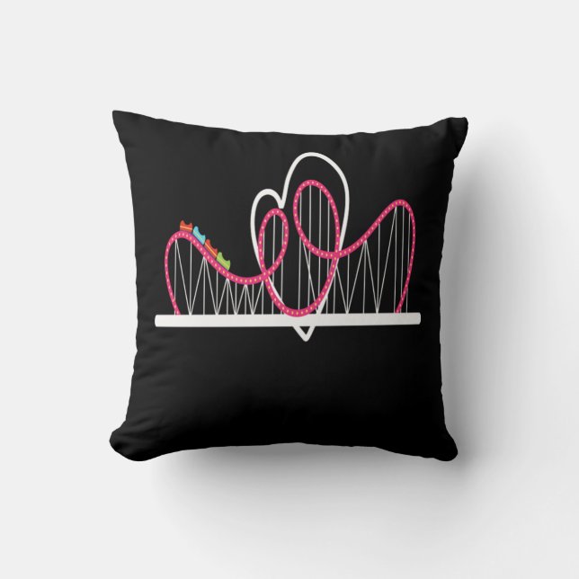 Coussin Parc d'attractions Rollercoaster Heart (Recto)