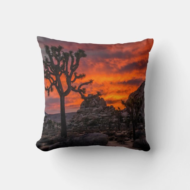 Coussin Parc national de Joshua Tree Coucher de soleil rou (Recto)