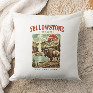 Coussin Parc national de Yellowstone - Montagne et bison