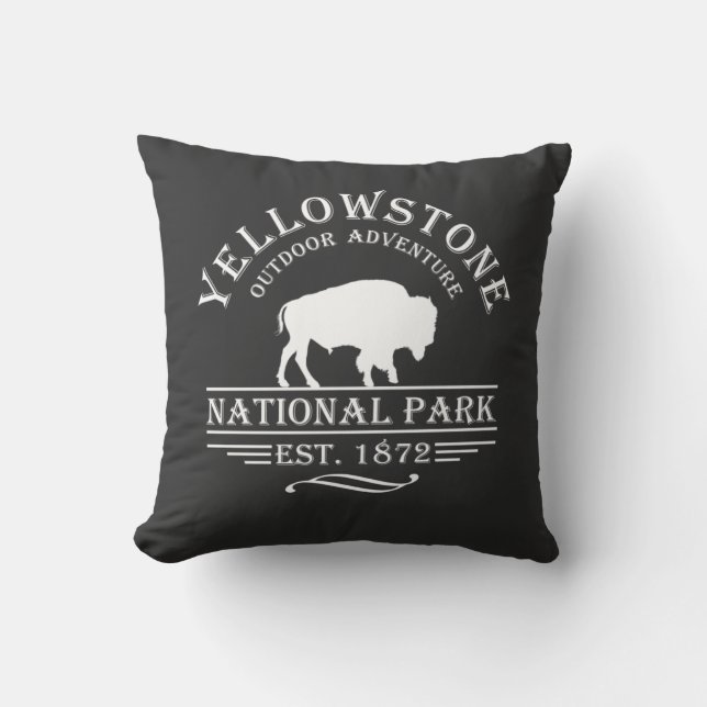Coussin Parc national de Yellowstone vintage (Recto)
