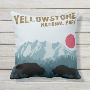 Coussin Parc national de Yellowstone WY Style Vintage Biso