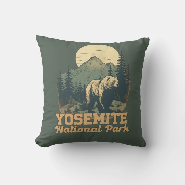 Coussin Parc national de Yosemite Rétro Vignette (Recto)