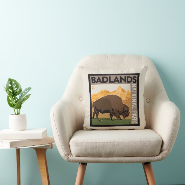 Coussin Parc national des Badlands | Buffalo (Chaise)