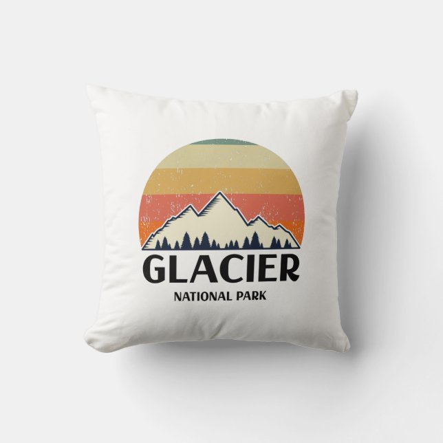 Coussin Parc national du Glacier vintage (Recto)
