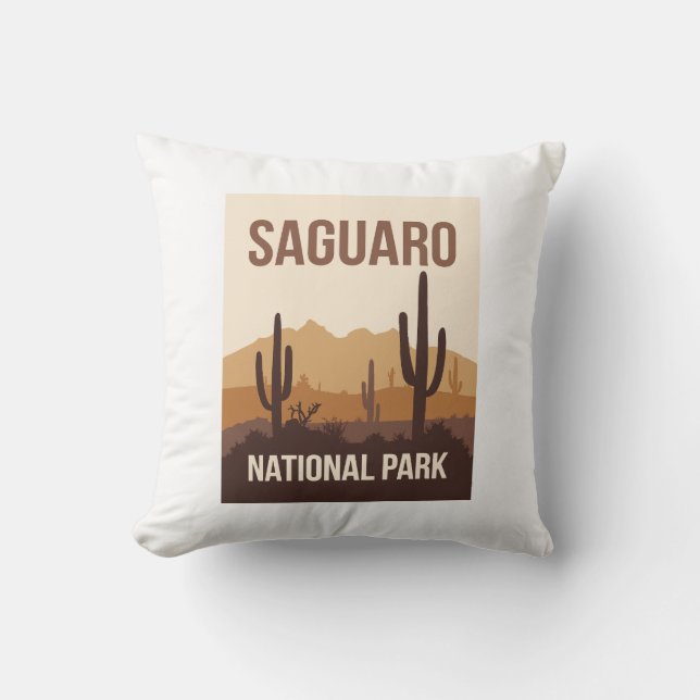 Coussin Parc national du Saguaro Art de voyage minimal (Recto)