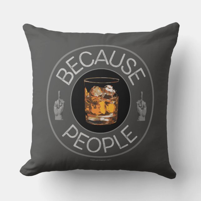 Coussin Parce que les gens (whisky) (Recto)