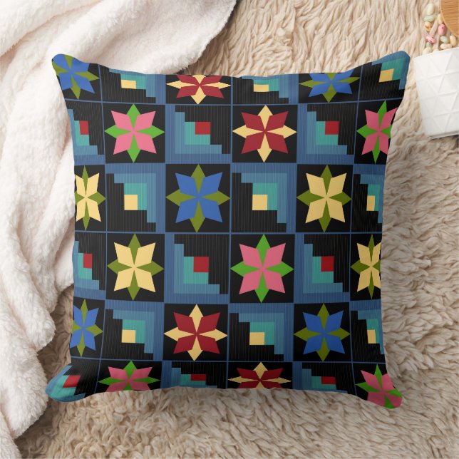 Coussin Parchemin multicolore motif géométrique (Couverture)