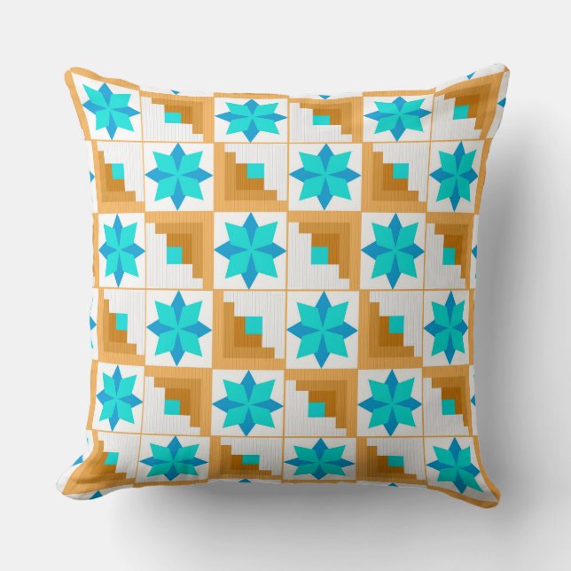 Coussin Parchemin multicolore motif géométrique (Recto)
