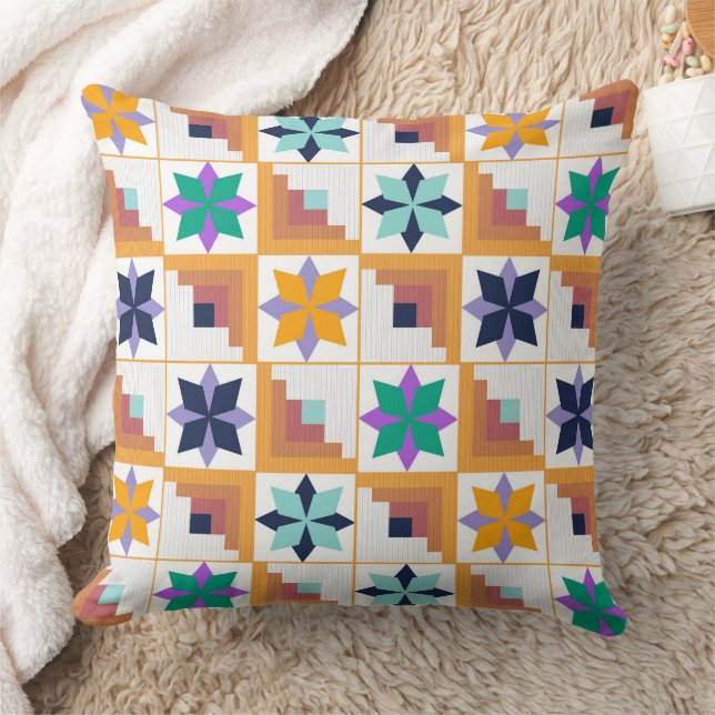 Coussin Parchemin multicolore motif géométrique (Couverture)