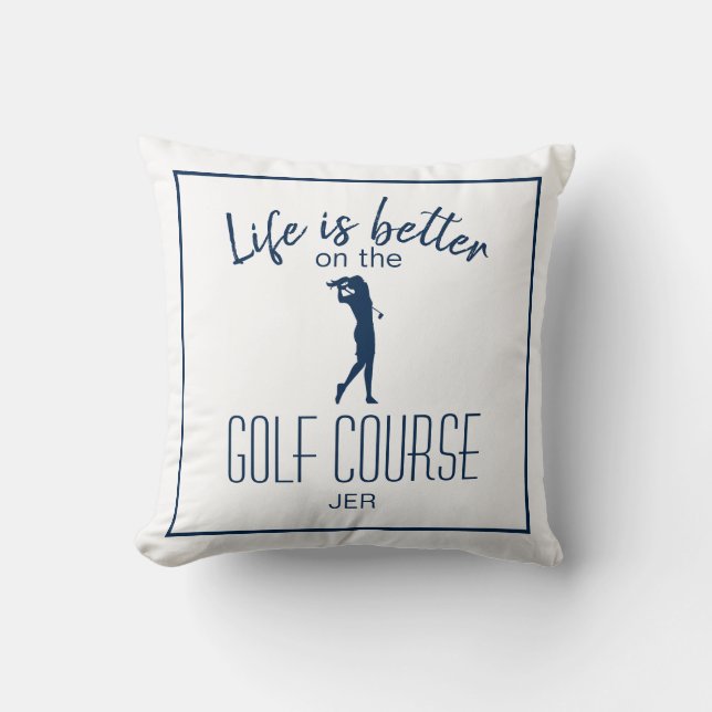 Coussin Parcours de golf Citation de golf Monogramme Blanc (Recto)