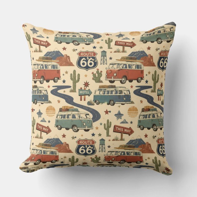 Coussin Parcours de l'Amérique sur la route 66 Sud-Ouest (Recto)