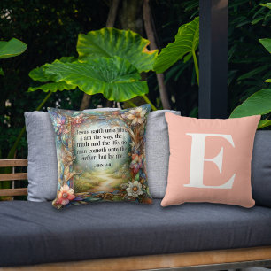 Coussin Parcours Floral Jardin Scriphe Peach Monogramme