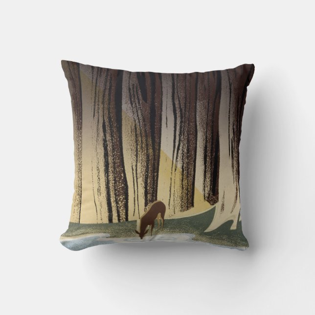 Coussin Parcs nationaux de WPA de cerfs communs sauvages (Recto)