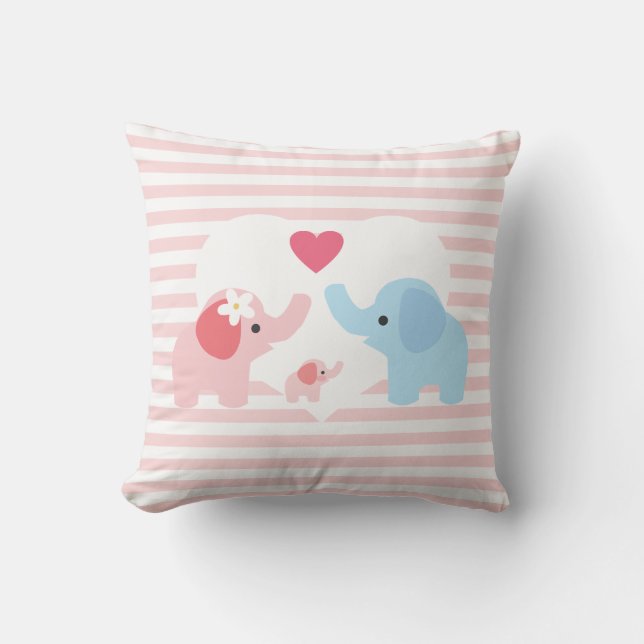 Coussin Parents et bébé personnalisés d'éléphant (Recto)