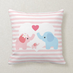 Coussin Parents et bébé personnalisés d'éléphant