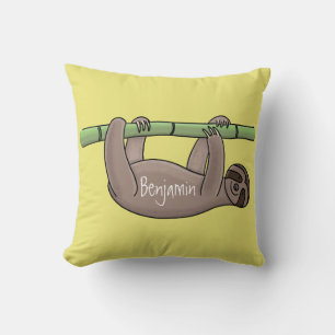 Coussin Paresse souriante mignon sur dessin animé en bambo
