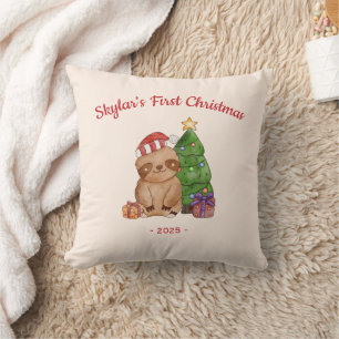 Coussin Paresseux au chapeau de Père Noël Premier Noël de