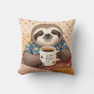 Coussin Paresseux de dessin animé avec des yeux endormis e