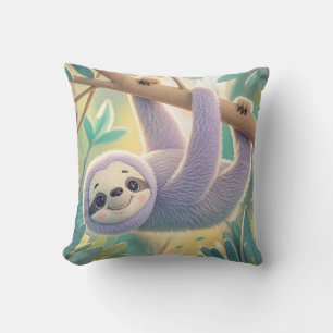 Coussin Paresseux de dessin animé suspendu la tête en bas