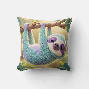 Coussin Paresseux de dessin animé suspendu la tête en bas