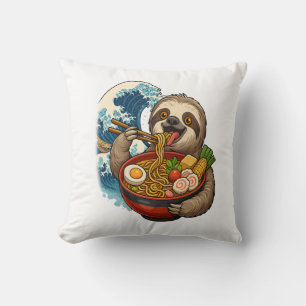 Coussin Paresseux mangeant du ramen japonais