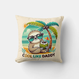 Coussin Paresseux mignon cool comme papa sous un palmier