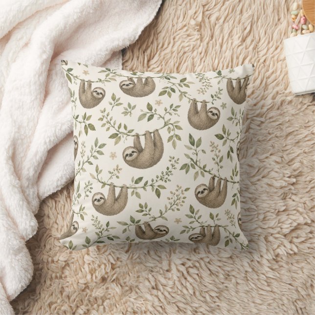 Coussin Paresseux mignons sur des vignes (Couverture)