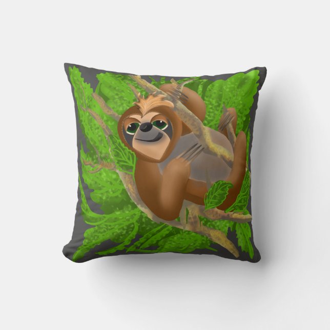 Coussin Paresseux ridicule se relaxant dans un arbre (Recto)