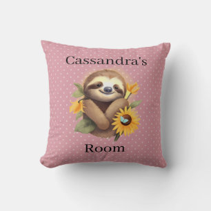 Coussin Paresseux Rose Mignon Avec Tournesols