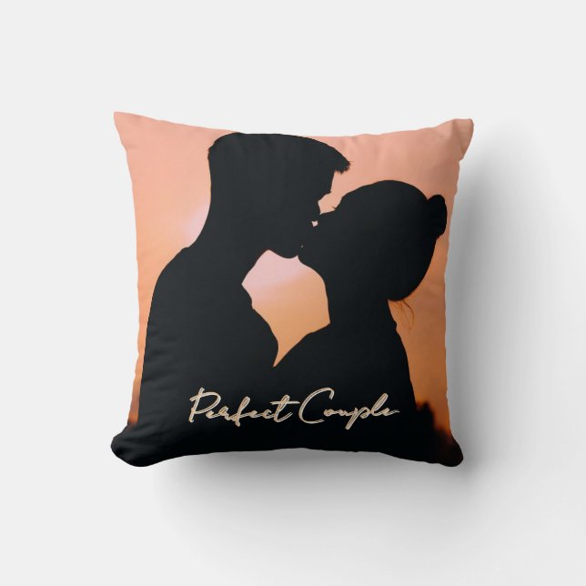 Coussin Parfait Couple Script Romantique Personnaliser Pho (Recto)
