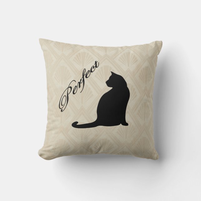 Coussin Parfait Cute Chat Noir Neutre Arrière - plan Couss (Recto)