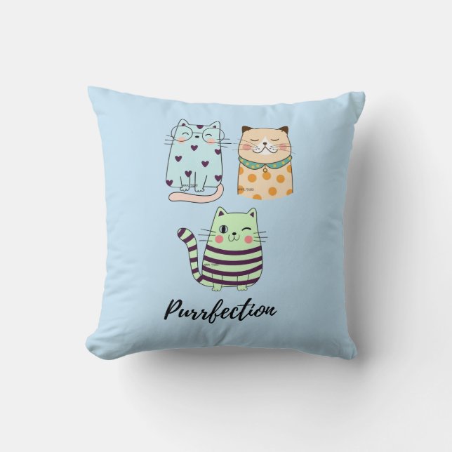 Coussin Parfaite Douceur Motif Mignon Chats Kawaii Art (Recto)