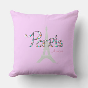 Coussin Paris Amour avec la Tour Eiffel