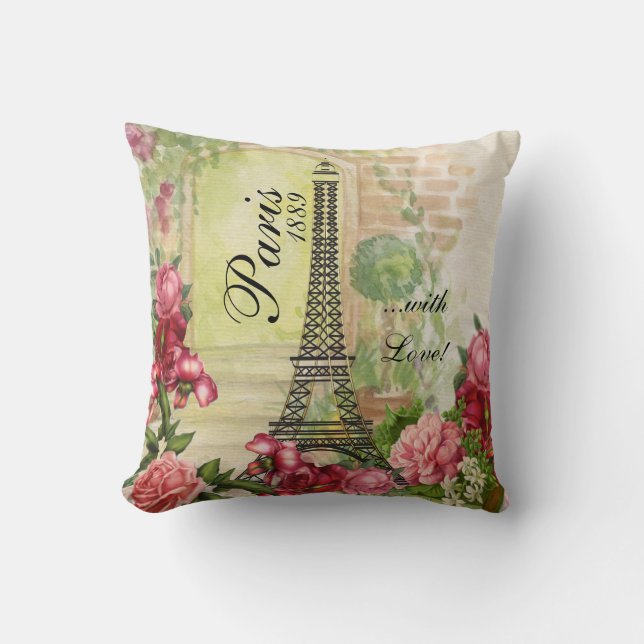 Coussin Paris avec la roseraie d'amour (Recto)