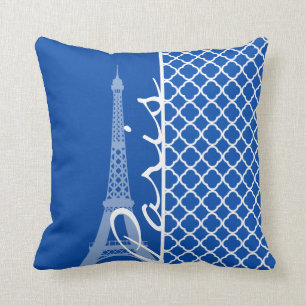 Coussin Paris ; Cobalt Blue Quatrefoil
