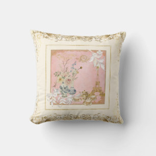 Coussin Paris Eiffel Tower Tea Floral Foliage